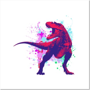 T-rex Dinosaur Splash Posters and Art